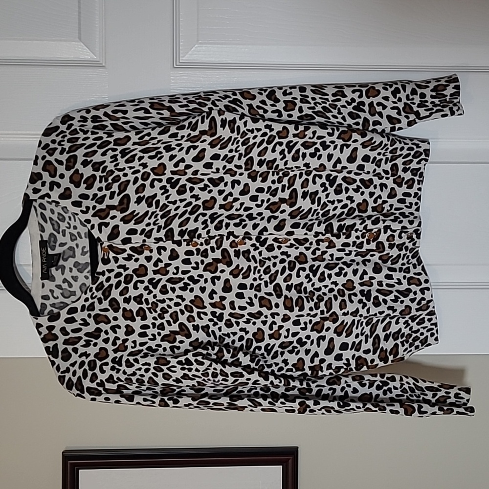 PAIGE long sleeve ladies cardigan, animal print, cute buttons, cozy, LG
